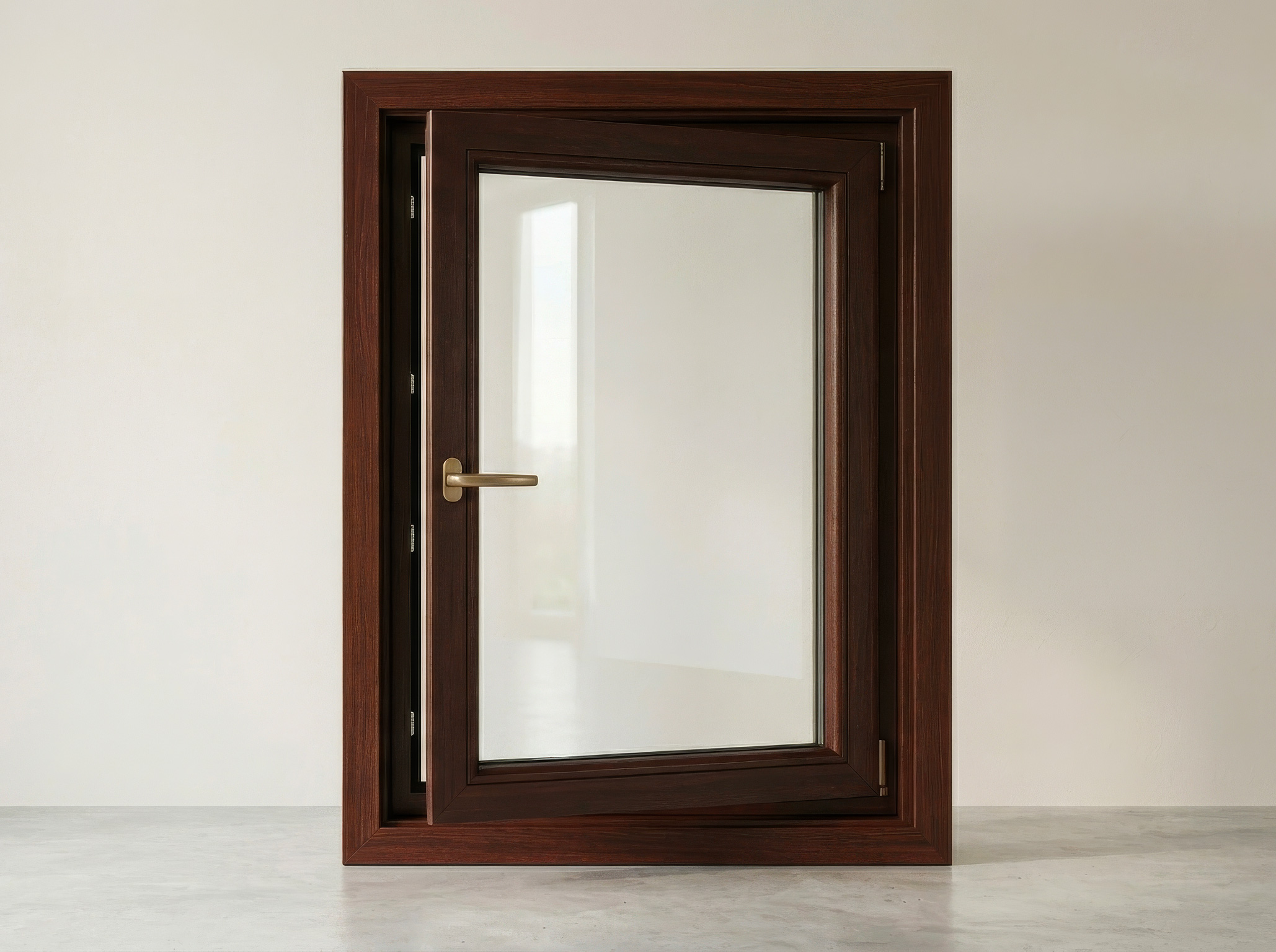 Finestra monoanta PVC mogano — Finestre